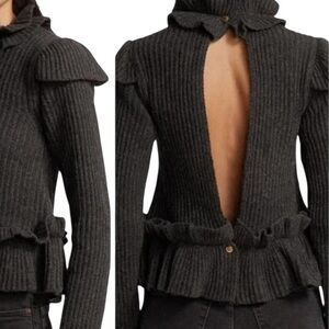 Ganni Dark Gray Cowl Neck Sweater